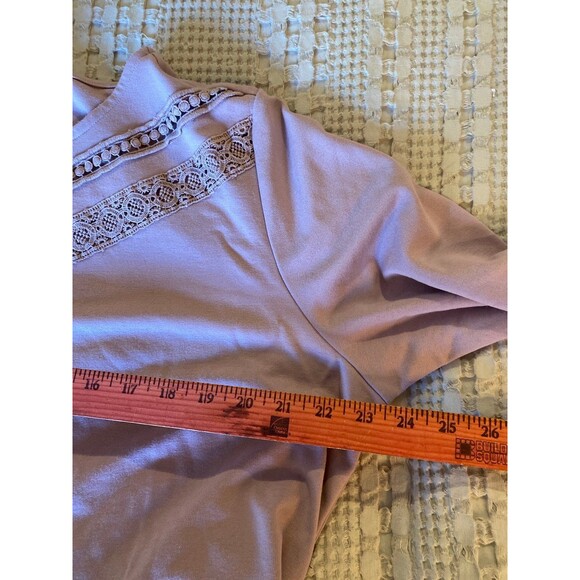 Liz Claiborne Blouse Plus Sz XXL Blush Pink Top Soft Stretchy 3/4 Sleeve  Lace - Picture 8 of 9